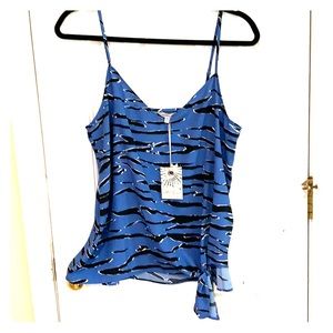 Blue animal print dressy camisole / blouse